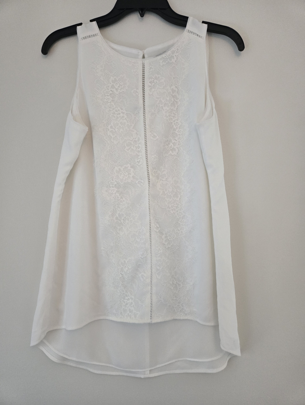 White House Black Market Womens White Lace Sleeveless Blouse Size S